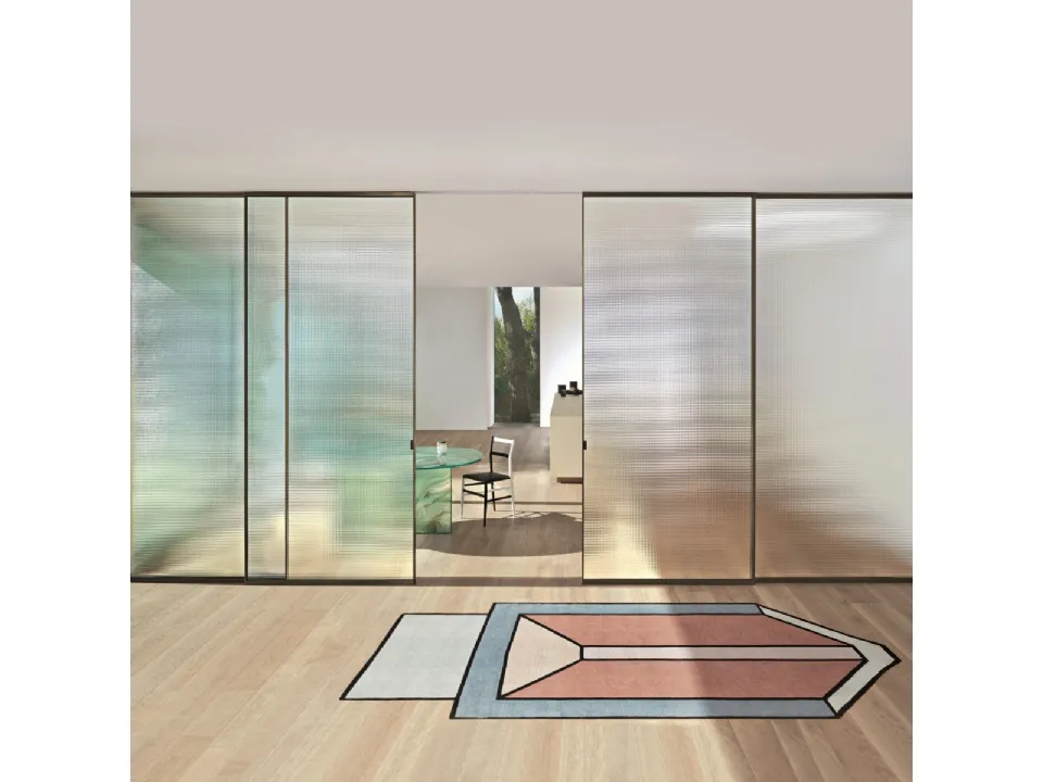 Porta per interni con ante scorrevoli Sherazade Slide in vetro con telaio in alluminio di Glas Italia