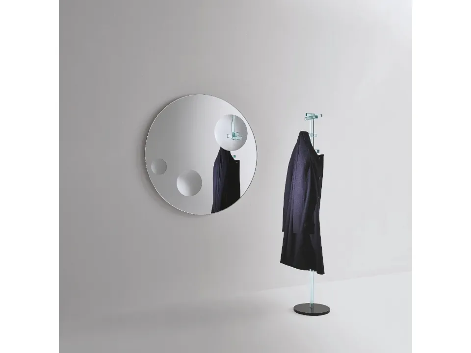 Specchio rotondo con tre oblò ingranditori Celeste di Glas Italia