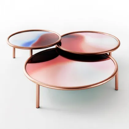 Tavolini LA Sunset con top in vetro e struttura in metallo di Glas Italia
