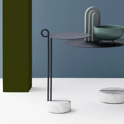 Tavolini Loop 3370|3371 in metallo con base in marmo di Bross Italia