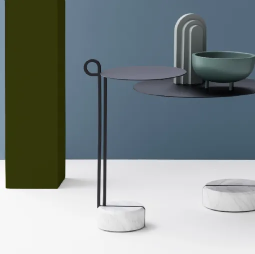 Tavolini Loop 3370|3371 in metallo con base in marmo di Bross Italia