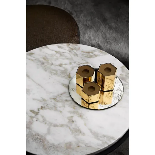 Portacandele in ottone massiccio lucido all’esterno e opaco all’interno Candle Holder Hexagonal di Gallotti&Radice