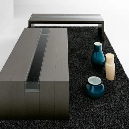 Tavolino Ritz 2872 in legno con inserto in cristallo di Bross Italia