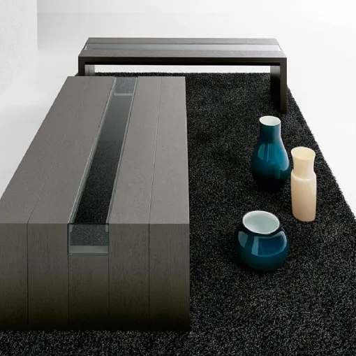 Tavolino Ritz 2872 in legno con inserto in cristallo di Bross Italia