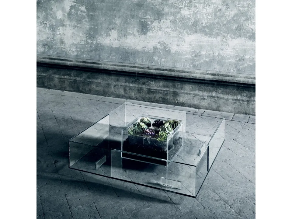 Tavolino Seasons Fioriera in cristallo trasparente extralight di Glas Italia