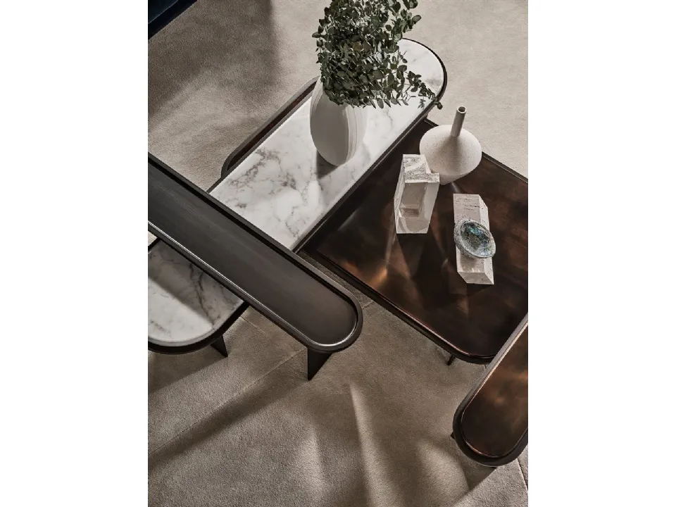 Tavolino Sensei con top in legno o marmo e base in metallo di Gallotti&Radice