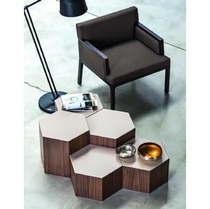 Tavolino in laccato e legno Six 3160 di Bross Italia