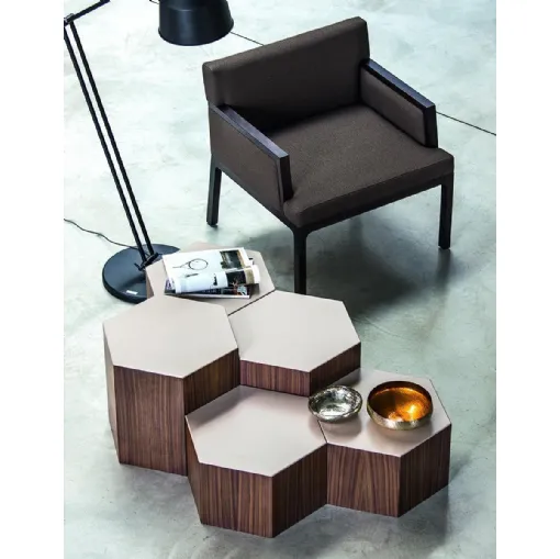 Tavolino in laccato e legno Six 3160 di Bross Italia