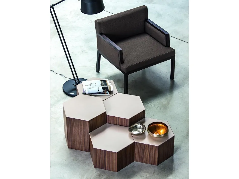 Tavolino in laccato e legno Six 3160 di Bross Italia