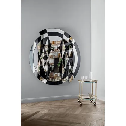 Specchio con inserti in cristallo retroverniciato nero brillante Black & White Beat di Gallotti&Radice