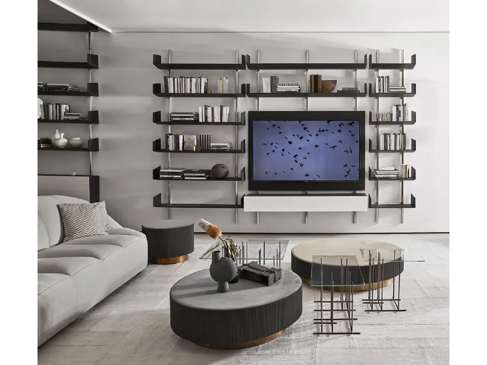 Tavolino Tetris in cristallo e ottone di Gallotti&Radice