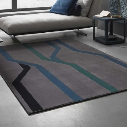 Tappeto moderno grigio con strisce colorate Tube di Besana Moquette