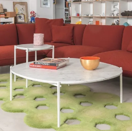 Tavolino rotondo in marmo bianco di Carrara Niobe 648 di Zanotta