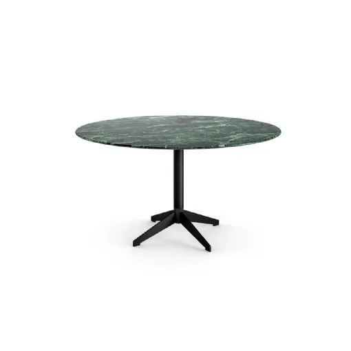 Tavolino rotondo Zen Black Low con piano in marmo e base in alluminio di Gallotti&Radice