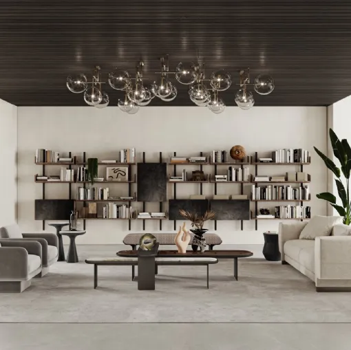 Lampada a soffitto Bolle in cristallo trasparente soffiato con parti metalliche in ottone di Gallotti&Radice