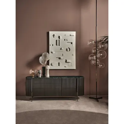 Lampada da terra Bolle Verticale in cristallo trasparente soffiato a bocca con parti metalliche in ottone brunite a mano di Gallotti&Radice