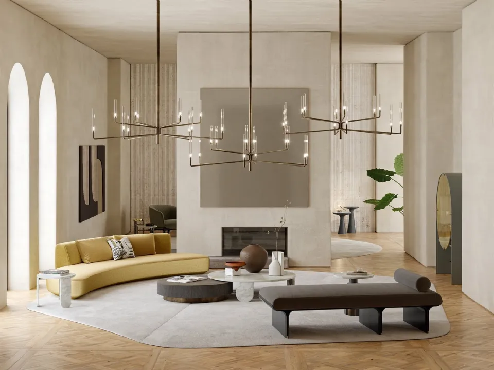 Lampada a sospensione Epsilon con cilindri in cristallo di Gallotti&Radice