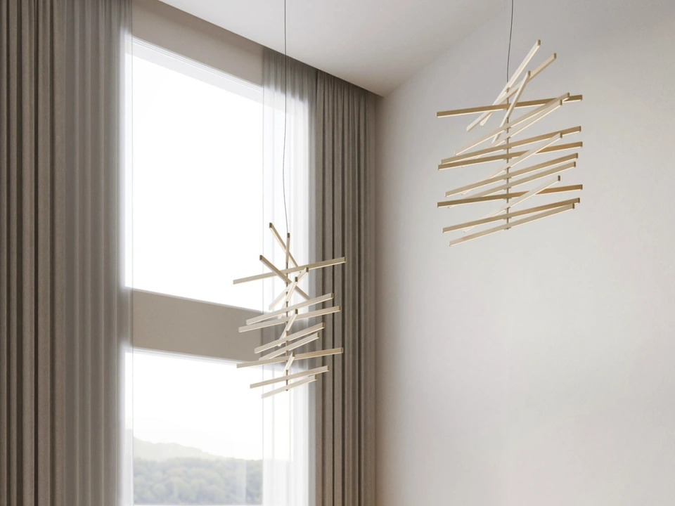 Lampada a sospensione Rhytm Vertical Wood di Vibia