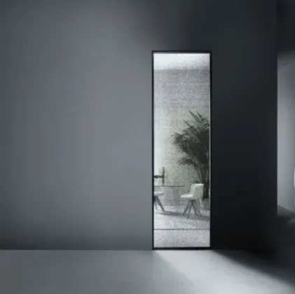 Porta battente per interni Aladin Swing Plain in vetro con profilo in alluminio di Glas Italia