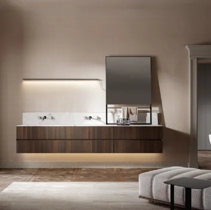 Mobile da Bagno sospeso Artemide 01 in rovere termotrattato di Edoné