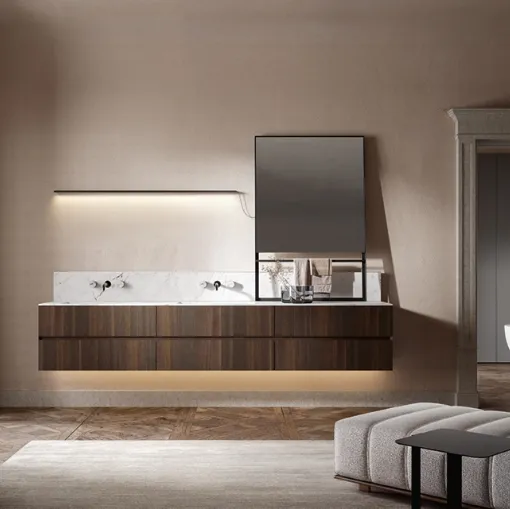 Mobile da Bagno sospeso Artemide 01 in rovere termotrattato di Edoné