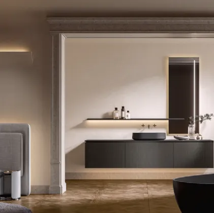 Mobile da Bagno sospeso Artemide 04 in nobilitato rovere timut di Edoné