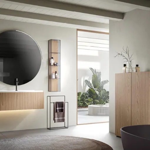Mobile da Bagno sospeso Atena 05 in nobilitato rovere zenzero di Edoné