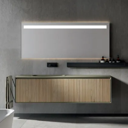 Mobile da Bagno sospeso moderno in Rovere con texture Veneziana naturale Crio di Edoné