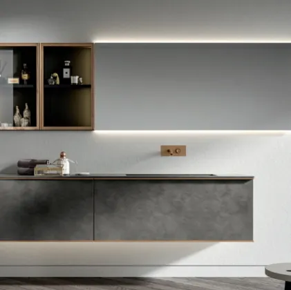 Mobile da Bagno sospeso di design Rea finitura Warm Grigio by Kerakoll di Edoné