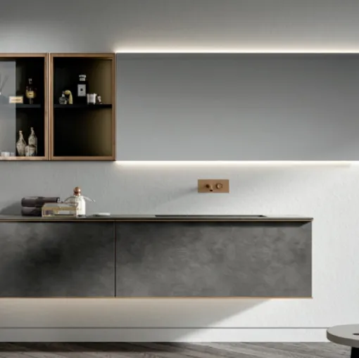 Mobile da Bagno sospeso di design Rea finitura Warm Grigio by Kerakoll di Edoné