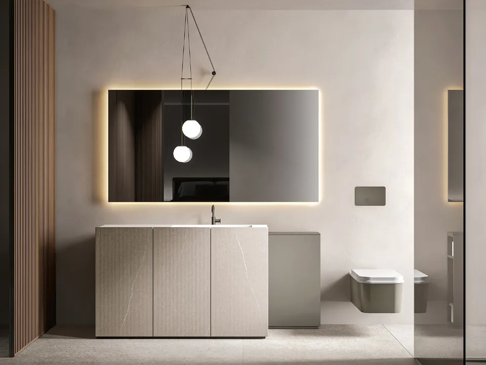 Mobile da Bagno a terra Hexis 2334 in nobilitato Rigato Bretagna di Edoné