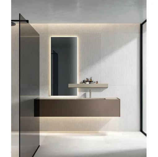 Mobile da Bagno sospeso Hexis 2335 in nobilitato Reflex Bronzo di Edoné