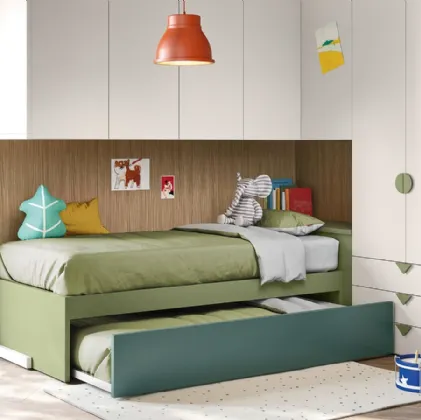 Cameretta a ponte con secondo letto estraibile Kids space 27 di Nidi