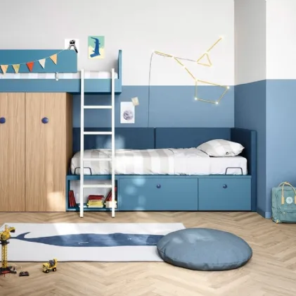 Cameretta a soppalco Kids space 12 in melaminico di Nidi