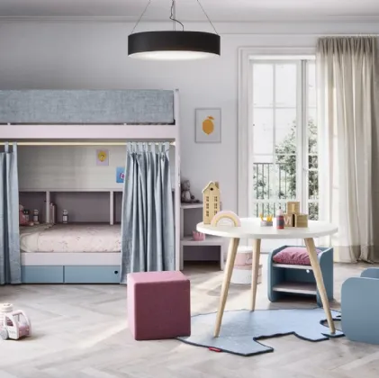 Cameretta con letti a castello Kids space 14 in melaminico di Nidi