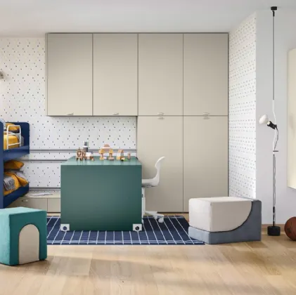 Cameretta con letti scorrevoli Kids space 31 in melaminico di Nidi