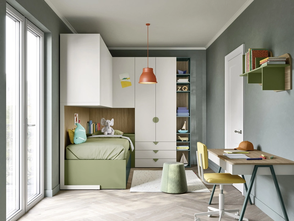 Cameretta a Soppalco con Letti Estraibili di Nidi