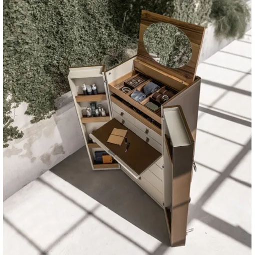 Cassettiera in cuoio, laccato e noce Bombay di Alivar