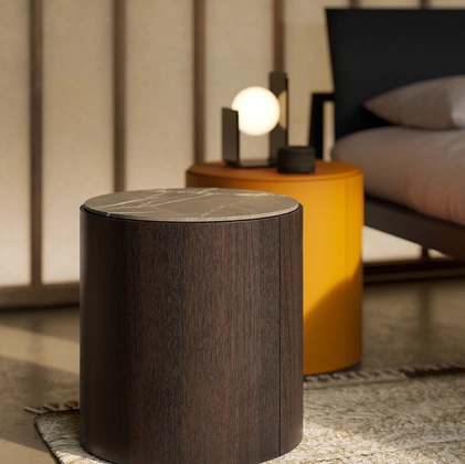 Comodino Top in legno con top in marmo o in laccato di Lema