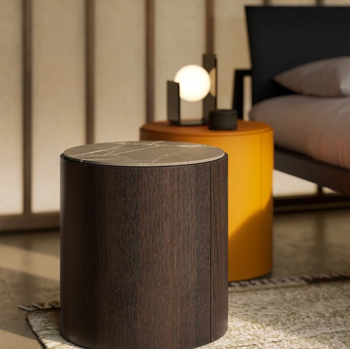 Comodino Top in legno con top in marmo o in laccato di Lema