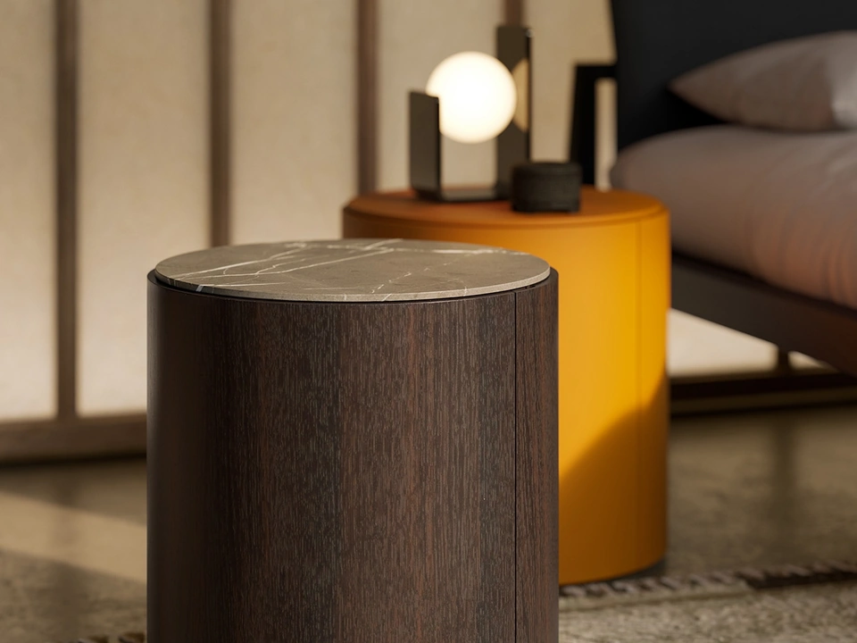 Comodino Top in legno con top in marmo o in laccato di Lema
