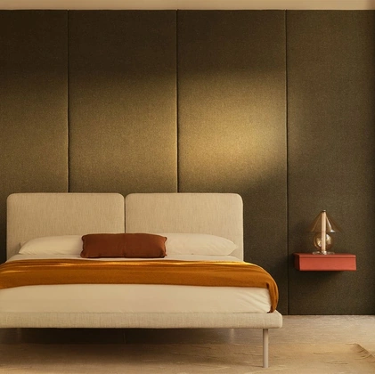 Letto in tessuto con testiera Face di Bolzan Letti