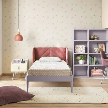 Letto singolo Nuk con testiera rivestita in tessuto di Nidi