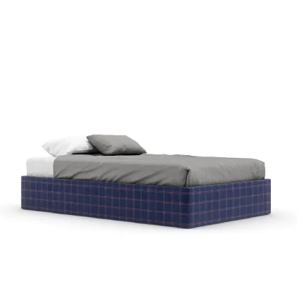 Letto singolo Sommier Skim rivestito con tessuto a quadri di Nidi
