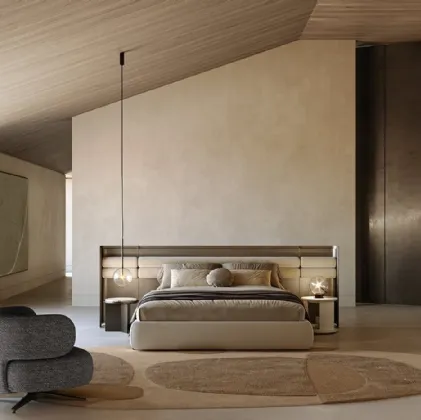 Letto in legno e pelle Sunrise di Gallotti&Radice