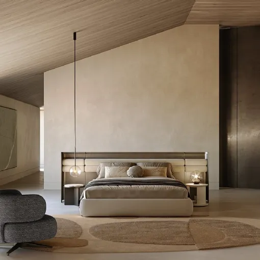 Letto in legno e pelle Sunrise di Gallotti&Radice