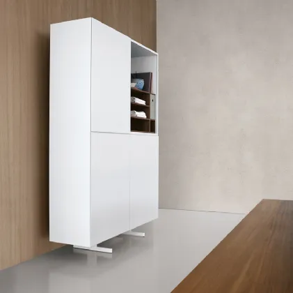 Madia Alta in vetro laccato bianco Monolith configurazione 06 di Extendo