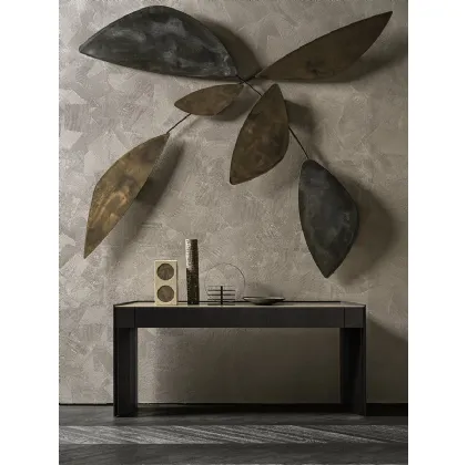 Mobile ingresso Athus Console in frassino tinto nero con top in cristallo di Gallotti&Radice