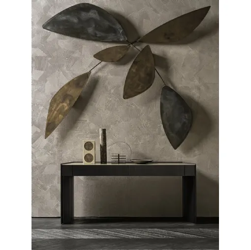 Mobile ingresso Athus Console in frassino tinto nero con top in cristallo di Gallotti&Radice