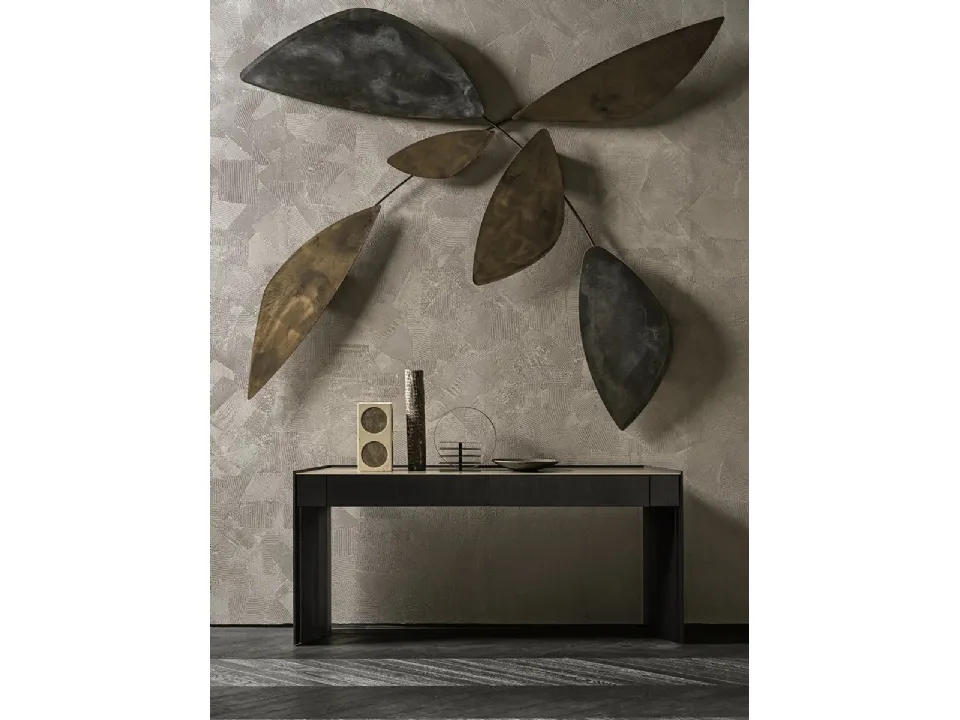 Mobile ingresso Athus Console in frassino tinto nero con top in cristallo di Gallotti&Radice